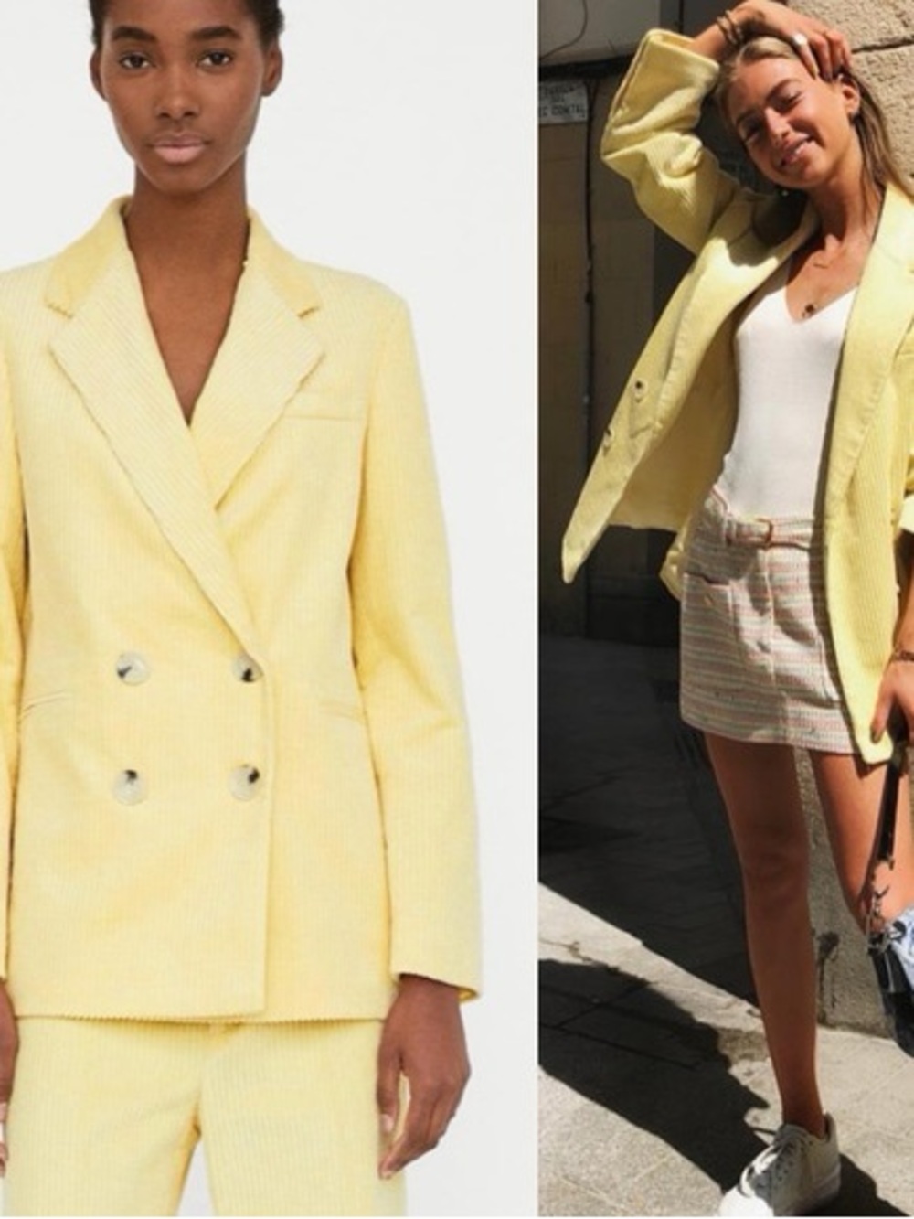 Zara corduroy double-breasted blazer